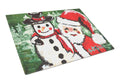 Friends Snowman and Santa Claus Cutting Board Tempered Glass Kitchen Cutting Surface, Heat Resistant Chopping, Non-Slip Feet, Food Prep & Serving