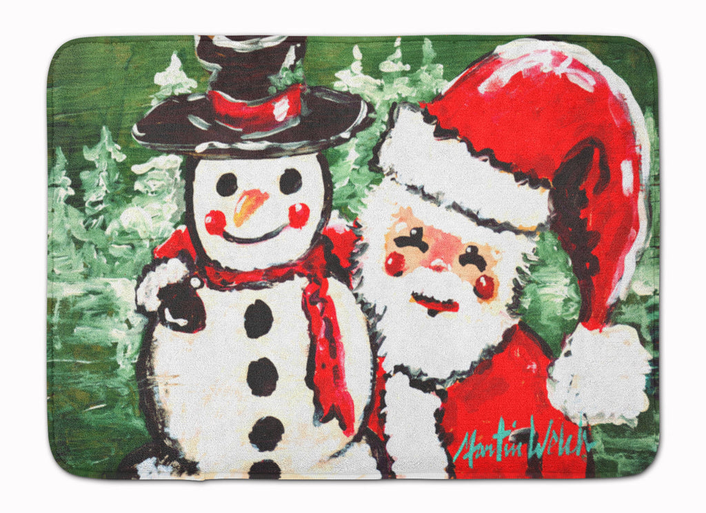 Friends Snowman and Santa Claus Memory Foam Kitchen Mat Machine Washable Anti-Fatigue Cushion Comfort Bath or Kitchen Rug