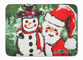Friends Snowman and Santa Claus Memory Foam Kitchen Mat Machine Washable Anti-Fatigue Cushion Comfort Bath or Kitchen Rug