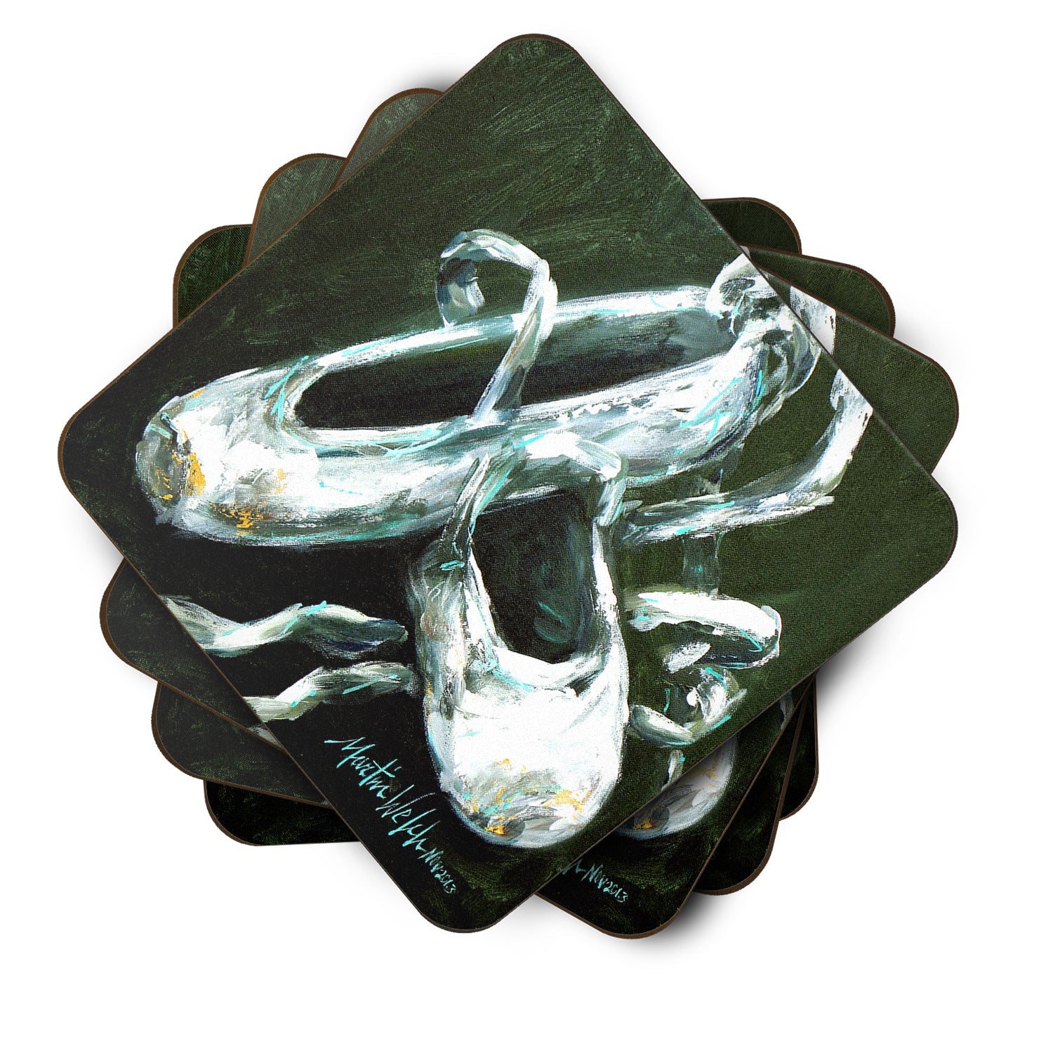 Ballet Golden Toes Foam Coasters Set of 4 Cup Coasters for Indoor Outdoor, Tabletop Protection, Anti Slip, Mouse pad Material