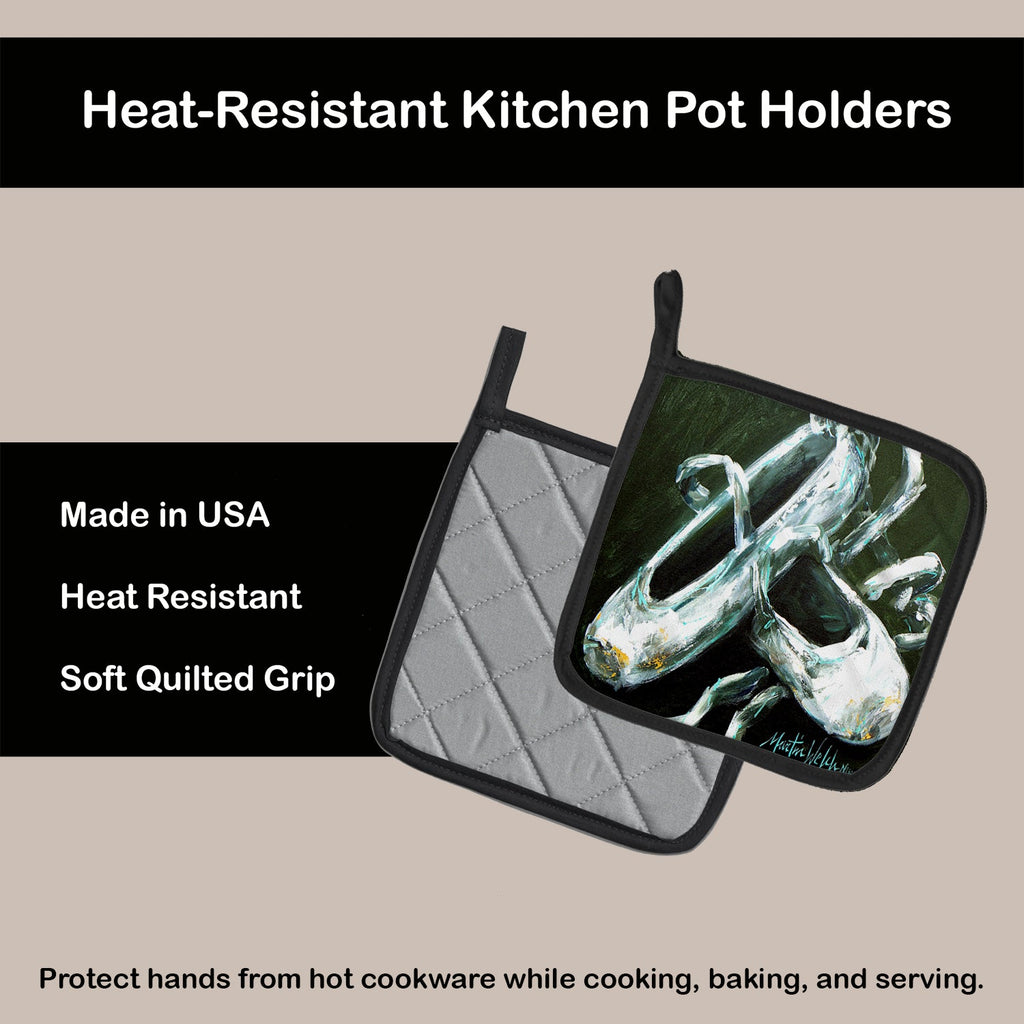 Ballet Golden Toes Pot Holder Set of 2 Heat Resistant Quilted Hot Pads 7.5 x 7.5 Inch, Insulated Kitchen Trivets for Cooking & Baking