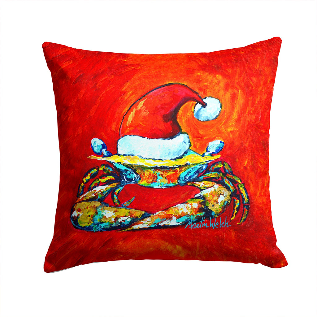 Crab in Santa Hat Santa Claws Decorative Throw Pillow 14x14 Indoor Outdoor Accent Cushion, Fabric Cover with Insert for Sofa, Bed, Porch & Living Room