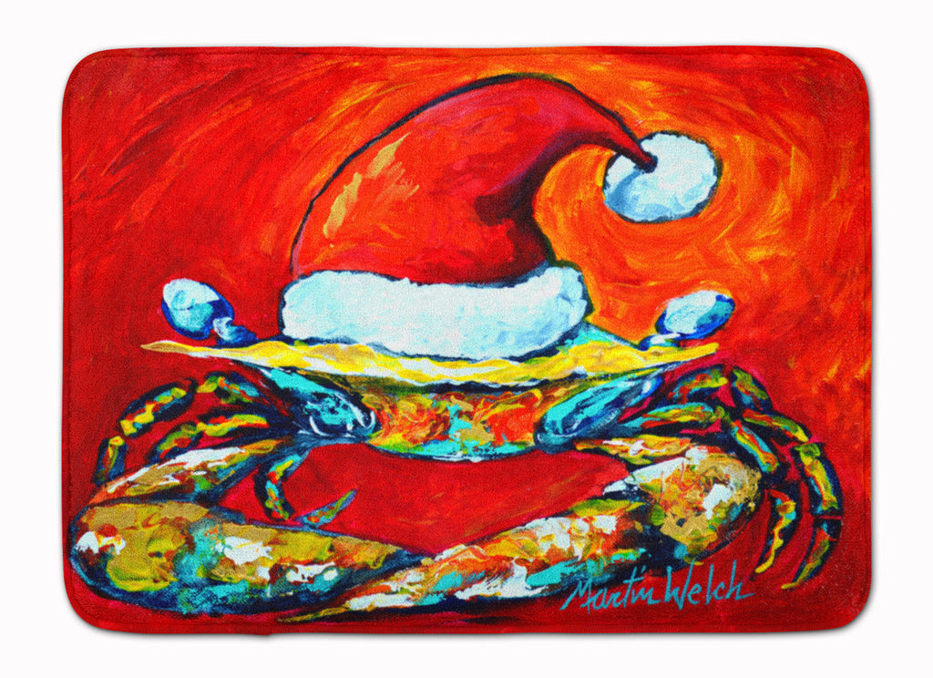 Crab in Santa Hat Santa Claws Memory Foam Kitchen Mat Machine Washable Anti-Fatigue Cushion Comfort Bath or Kitchen Rug