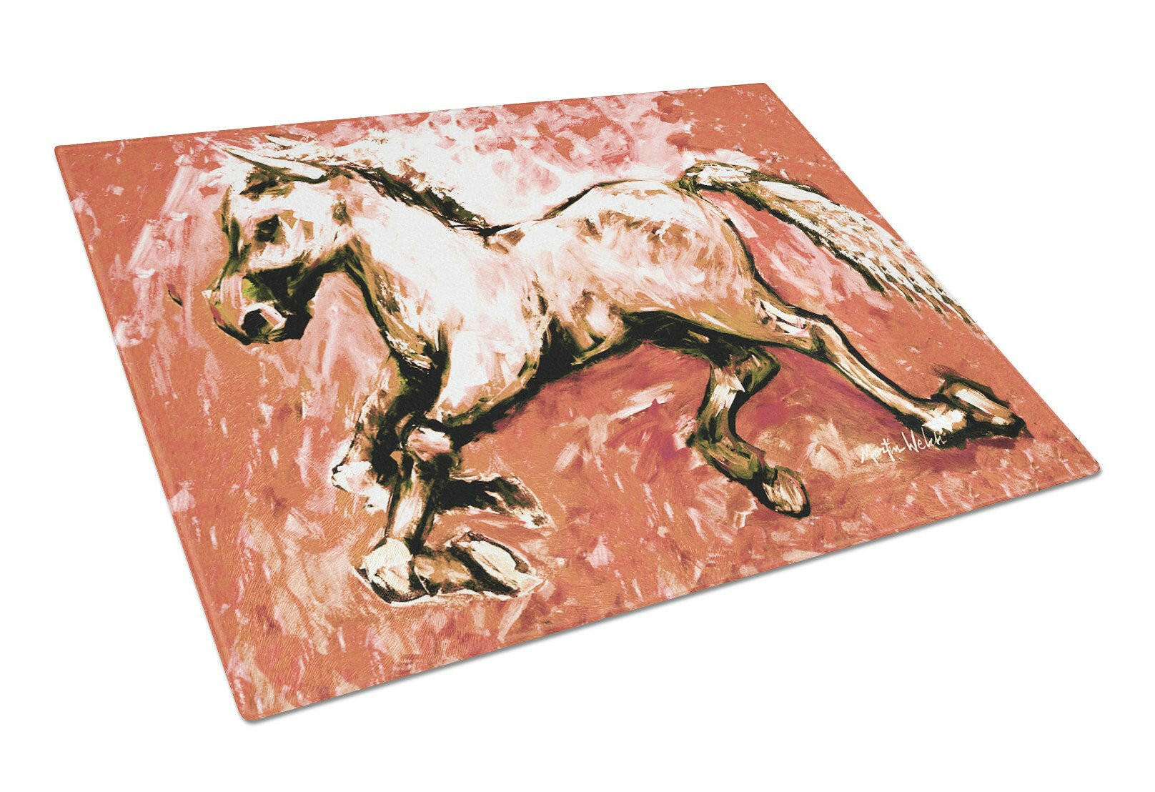 Shadow the Horse in Red Cutting Board Tempered Glass Kitchen Cutting Surface, Heat Resistant Chopping, Non-Slip Feet, Food Prep & Serving