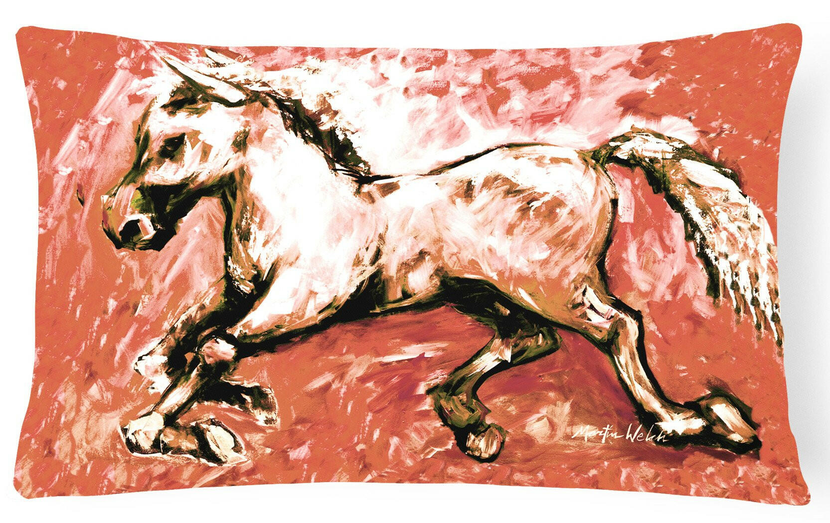 Shadow the Horse in Red Decorative Throw Pillow 12x16 Indoor Outdoor Accent Cushion, Fabric Cover with Insert for Sofa, Bed, Porch & Living Room