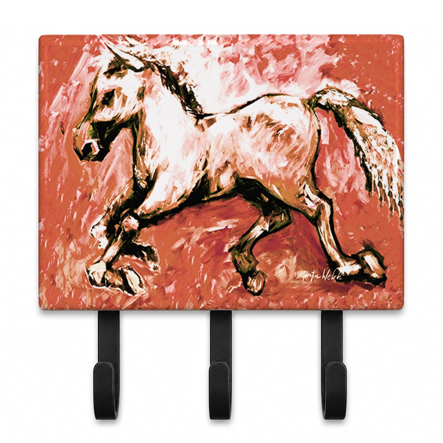 Shadow the Horse in Red Leash or Key Holder Wall Hooks, Coat Rack Wall Mount, for Hanging Keys, Towels, Aprons, Leashes