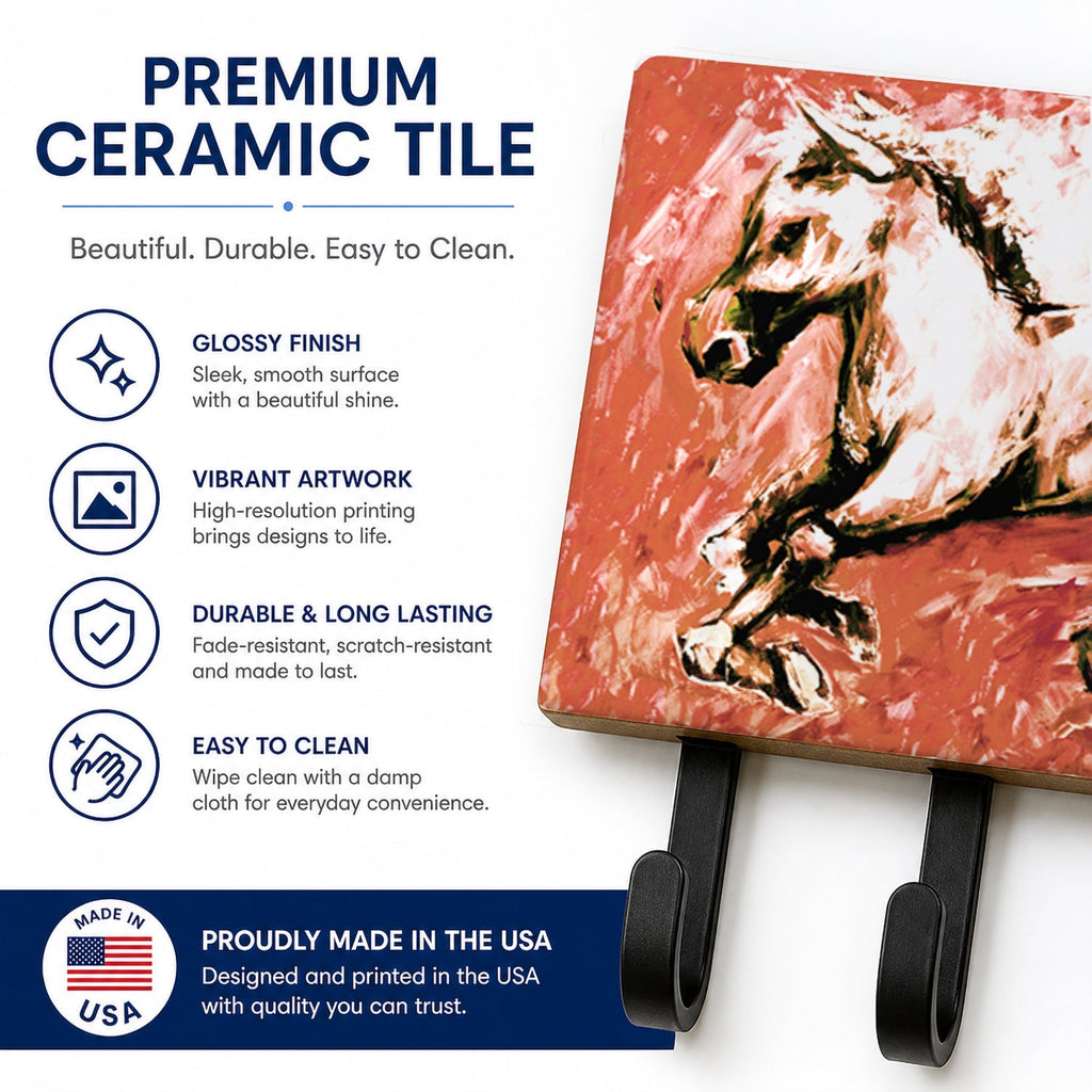 Shadow the Horse in Red Leash or Key Holder Wall Hooks, Coat Rack Wall Mount, for Hanging Keys, Towels, Aprons, Leashes