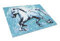 Shadow the Horse in blue Cutting Board Tempered Glass Kitchen Cutting Surface, Heat Resistant Chopping, Non-Slip Feet, Food Prep & Serving