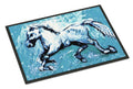 Shadow the Horse in blue Doormat Indoor Outdoor 18H X 27W Front Door Mat Rugs for Entryway, Non Slip Washable
