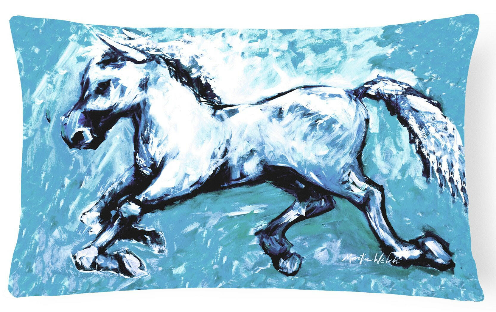 Shadow the Horse in blue Decorative Throw Pillow 12x16 Indoor Outdoor Accent Cushion, Fabric Cover with Insert for Sofa, Bed, Porch & Living Room