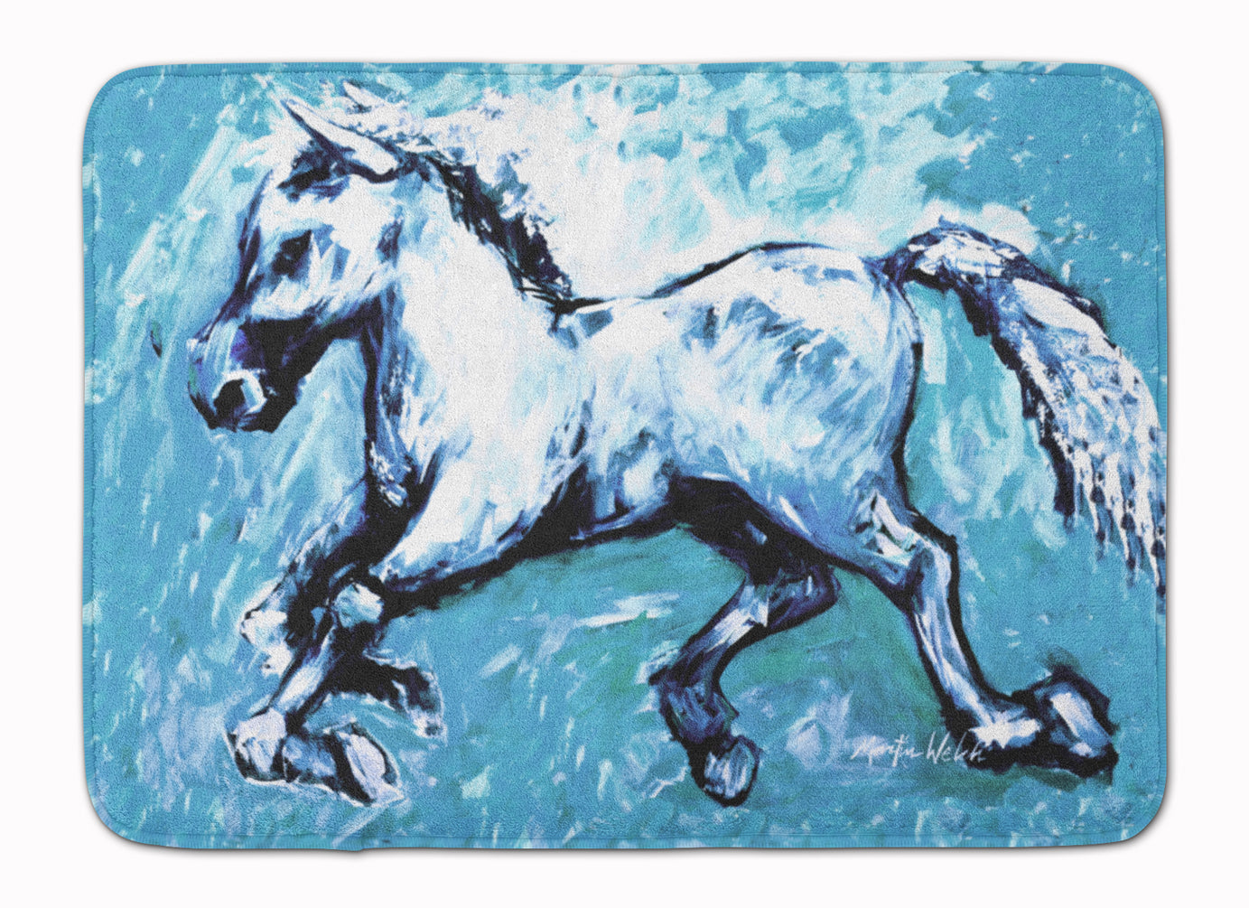 Shadow the Horse in blue Memory Foam Kitchen Mat Machine Washable Anti-Fatigue Cushion Comfort Bath or Kitchen Rug