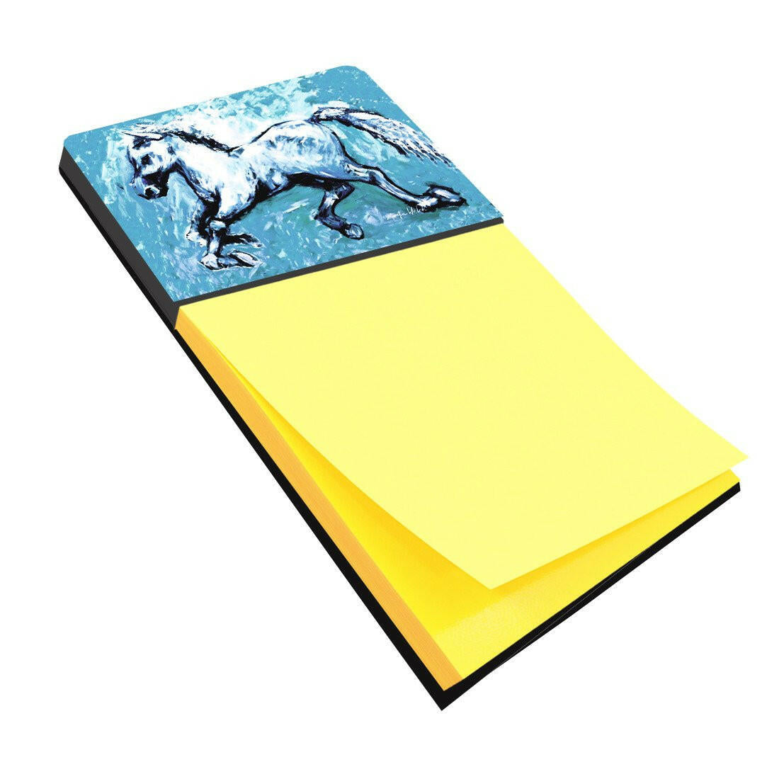 Shadow the Horse in blue Watercolor Sticky Note Holder Refillable Dispenser Desk Accessory 3x3 Pad Gift