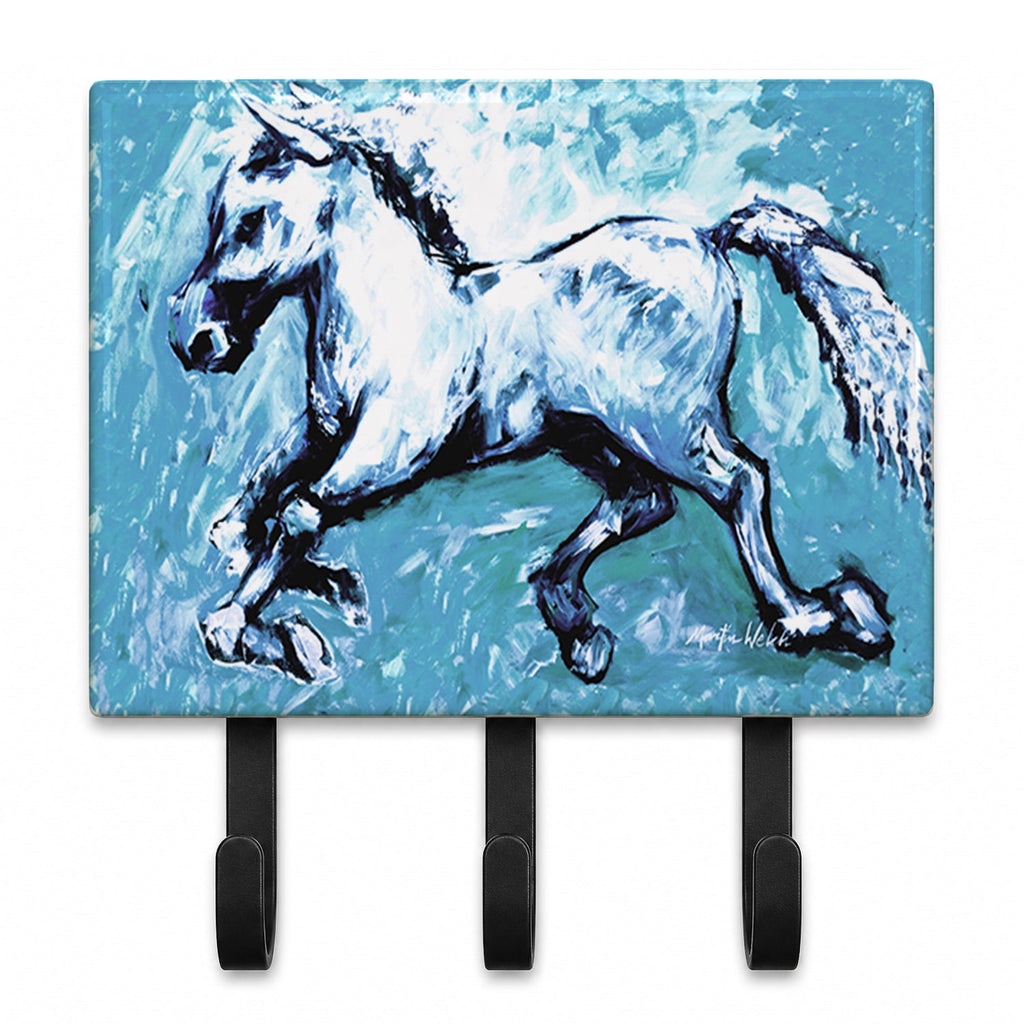Shadow the Horse in blue Leash or Key Holder Wall Hooks, Coat Rack Wall Mount, for Hanging Keys, Towels, Aprons, Leashes