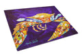 The Right Stuff Crab in Purple Cutting Board Tempered Glass Kitchen Cutting Surface, Heat Resistant Chopping, Non-Slip Feet, Food Prep & Serving