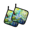 Across the Square St Louis Cathedral Pot Holder Set of 2 Heat Resistant Quilted Hot Pads 7.5 x 7.5 Inch, Insulated Kitchen Trivets for Cooking & Baking