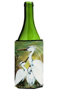 Blessing at Feeding Time Egret Family Wine Bottle Hugger Gift Sleeve for Standard 750 ml Bottles, Insulated Reusable Also Fits Mini Shot & Pint Bottles