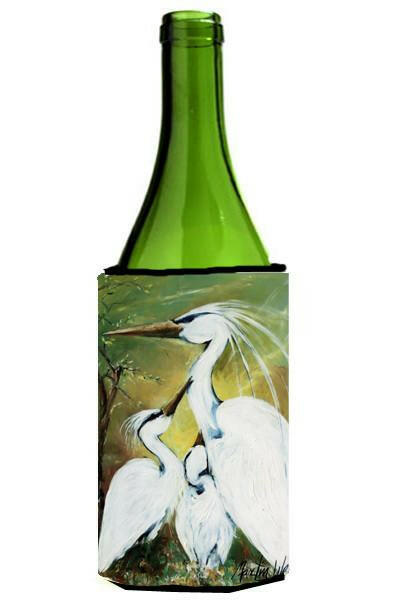 Blessing at Feeding Time Egret Family Wine Bottle Hugger Gift Sleeve for Standard 750 ml Bottles, Insulated Reusable Also Fits Mini Shot & Pint Bottles