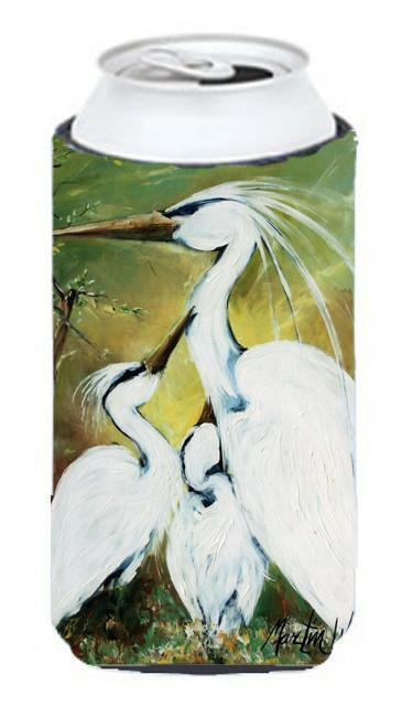 Blessing at Feeding Time Egret Family Tall Boy Hugger Can Cooler Sleeve Machine Washable Drink Collapsible Insulator Beverage Insulated Holder