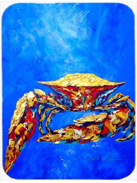 Blue Crab on Blue Sr. Cutting Board Tempered Glass Kitchen Cutting Surface, Heat Resistant Chopping, Non-Slip Feet, Food Prep & Serving