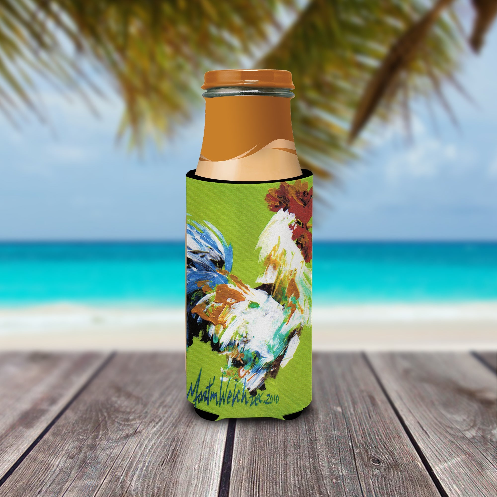 Boss Rooster Slim Can Hugger , Insulated Foam Hugger for 12 oz Slim Cans, Beer Bottles & Water Bottles, Printed in USA