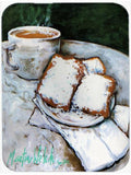 Beignets Breakfast Delight Cutting Board Tempered Glass Kitchen Cutting Surface, Heat Resistant Chopping, Non-Slip Feet, Food Prep & Serving