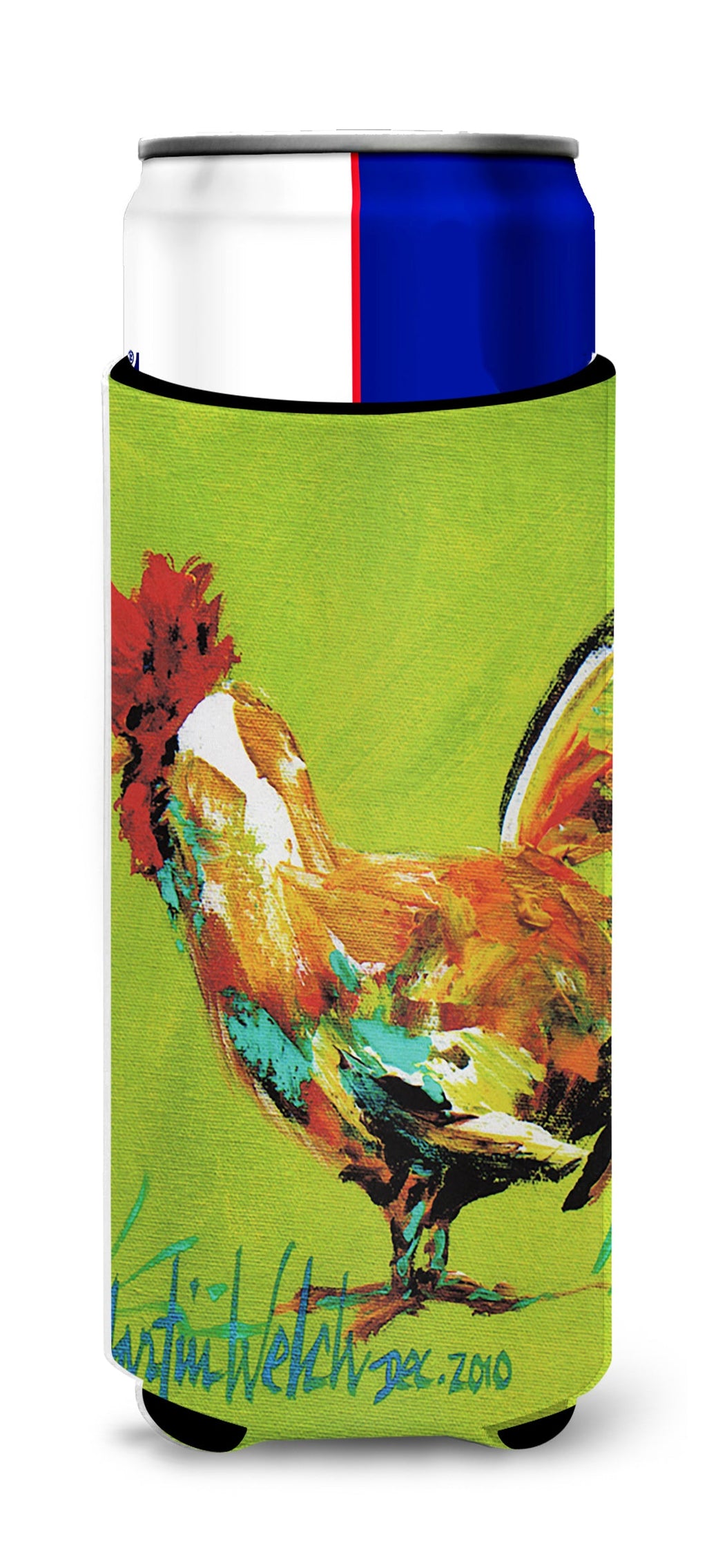 Cockadoo Rooster Slim Can Hugger , Insulated Foam Hugger for 12 oz Slim Cans, Beer Bottles & Water Bottles, Printed in USA