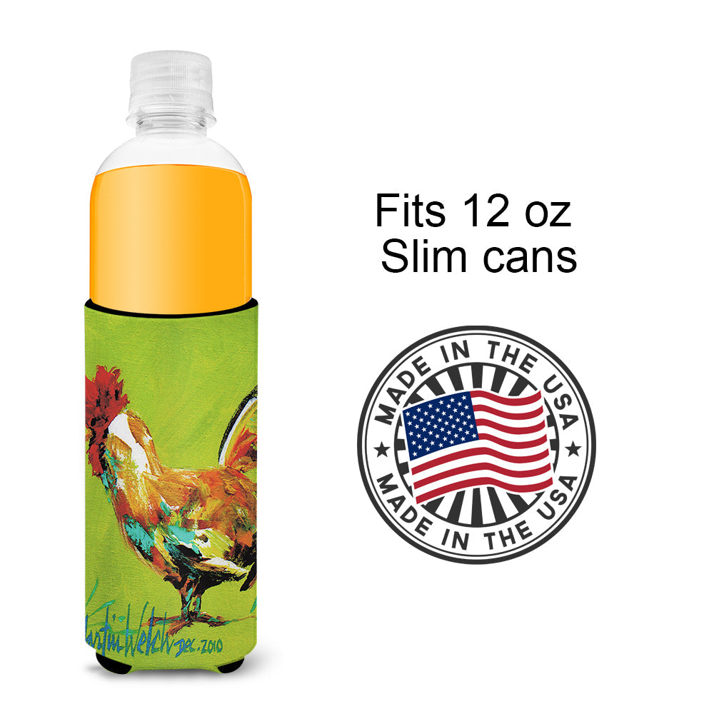 Cockadoo Rooster Slim Can Hugger , Insulated Foam Hugger for 12 oz Slim Cans, Beer Bottles & Water Bottles, Printed in USA