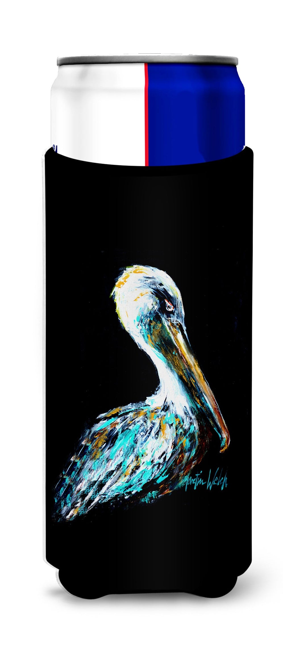 Dressed in Black Pelican Slim Can Hugger , Insulated Foam Hugger for 12 oz Slim Cans, Beer Bottles & Water Bottles, Printed in USA