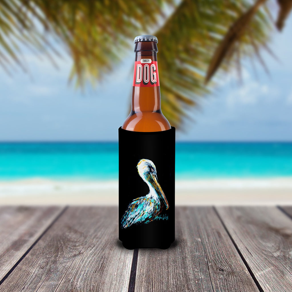 Dressed in Black Pelican Slim Can Hugger , Insulated Foam Hugger for 12 oz Slim Cans, Beer Bottles & Water Bottles, Printed in USA