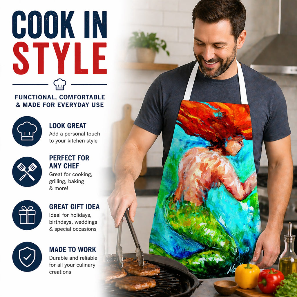 Mermaids Heaven Apron Cooking Kitchen Server Baking Crafts Gardening for Adult Women Men, Unisex, Large, Multicolor