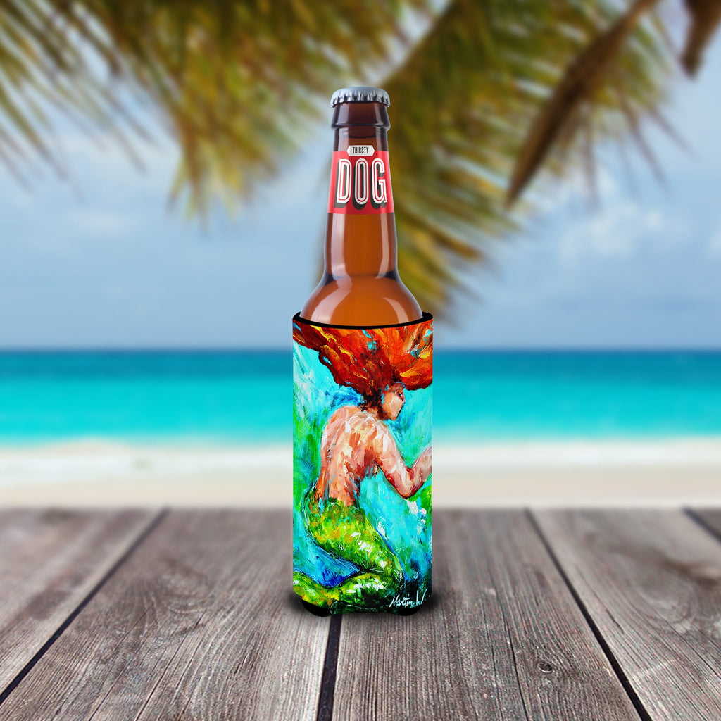Mermaids Heaven Slim Can Hugger , Insulated Foam Hugger for 12 oz Slim Cans, Beer Bottles & Water Bottles, Printed in USA