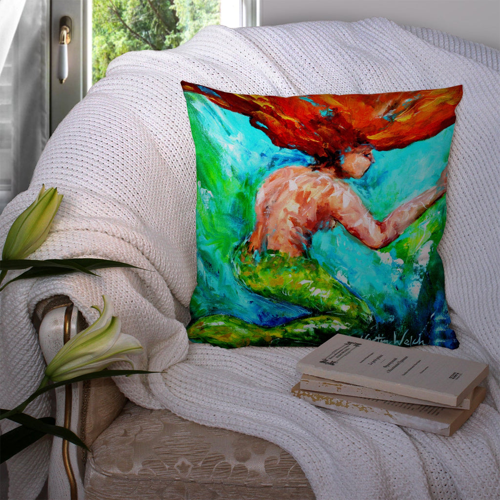 Mermaids Heaven Decorative Throw Pillow 14x14 Indoor Outdoor Accent Cushion, Fabric Cover with Insert for Sofa, Bed, Porch & Living Room