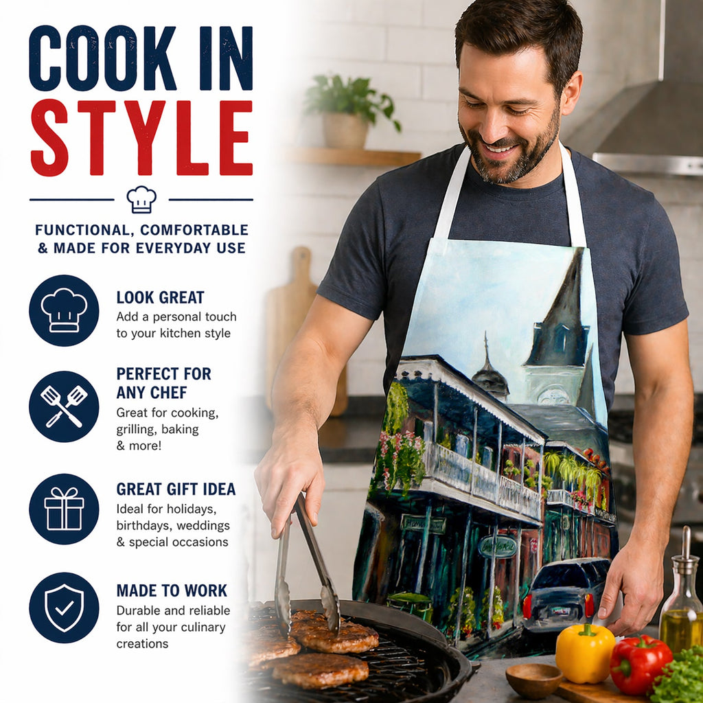 St Louis Cathedral Apron Cooking Kitchen Server Baking Crafts Gardening for Adult Women Men, Unisex, Large, Multicolor