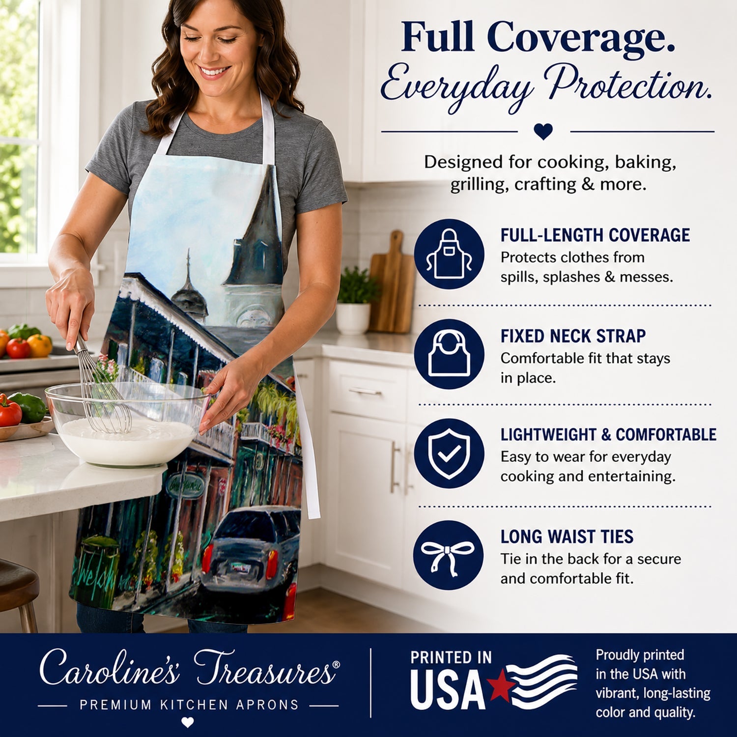 St Louis Cathedral Apron Cooking Kitchen Server Baking Crafts Gardening for Adult Women Men, Unisex, Large, Multicolor