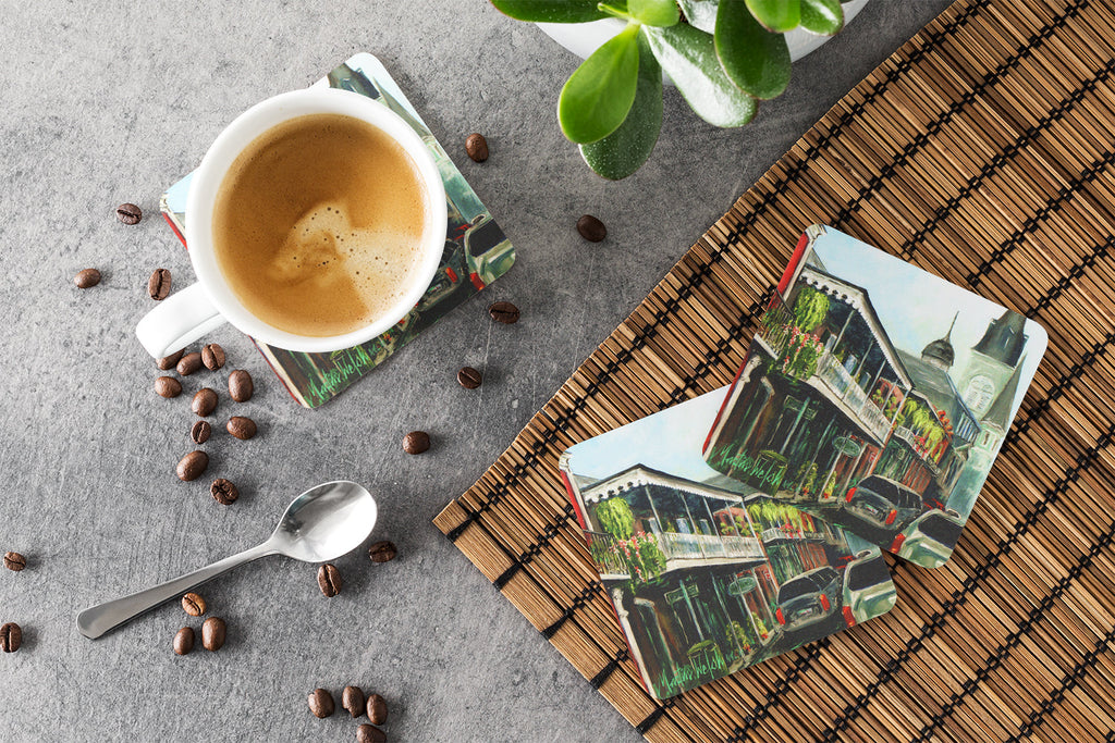 St Louis Cathedral Foam Coasters Set of 4 Cup Coasters for Indoor Outdoor, Tabletop Protection, Anti Slip, Mouse pad Material