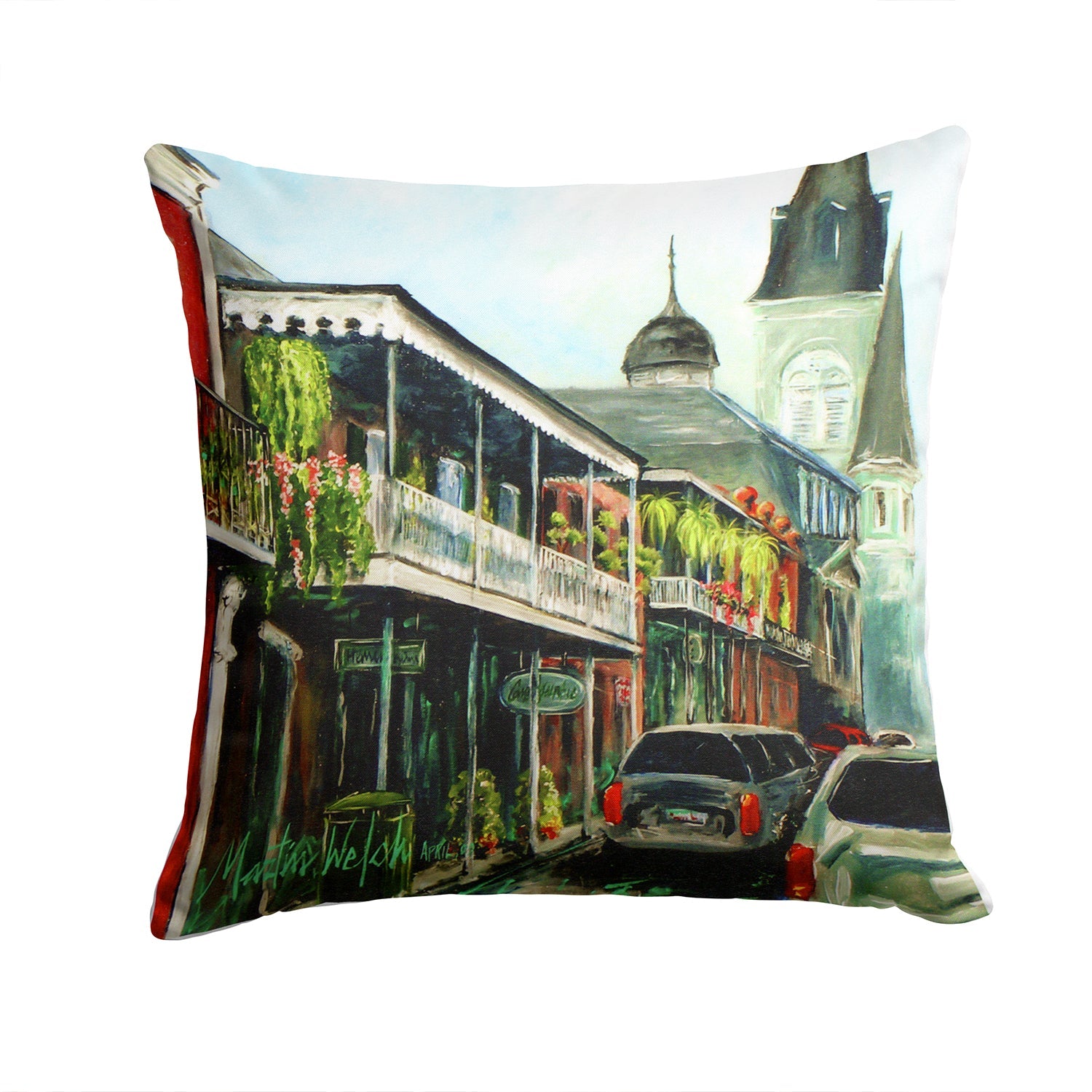 St Louis Cathedral Decorative Throw Pillow 14x14 Indoor Outdoor Accent Cushion, Fabric Cover with Insert for Sofa, Bed, Porch & Living Room