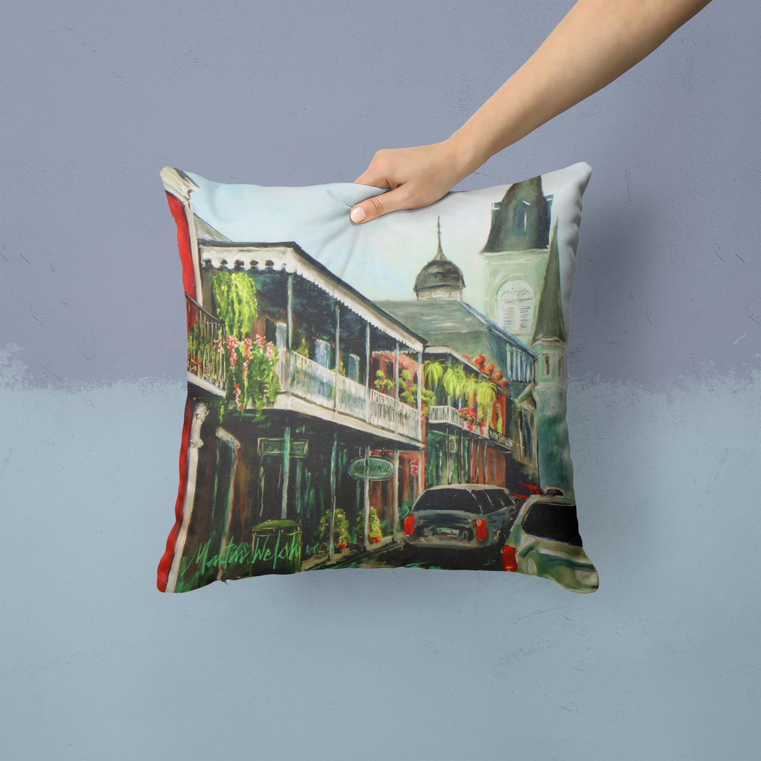 St Louis Cathedral Decorative Throw Pillow 14x14 Indoor Outdoor Accent Cushion, Fabric Cover with Insert for Sofa, Bed, Porch & Living Room