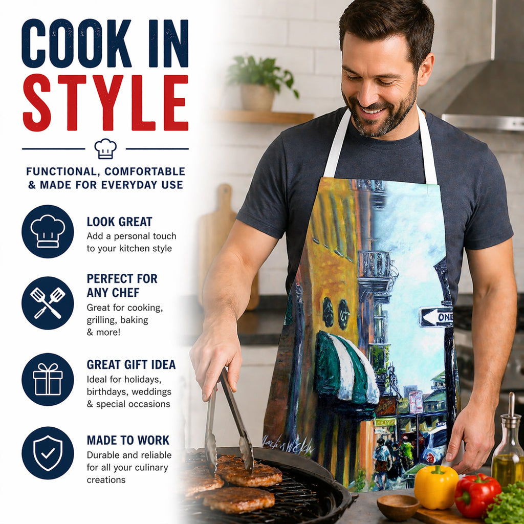 Street Scene Apron Cooking Kitchen Server Baking Crafts Gardening for Adult Women Men, Unisex, Large, Multicolor