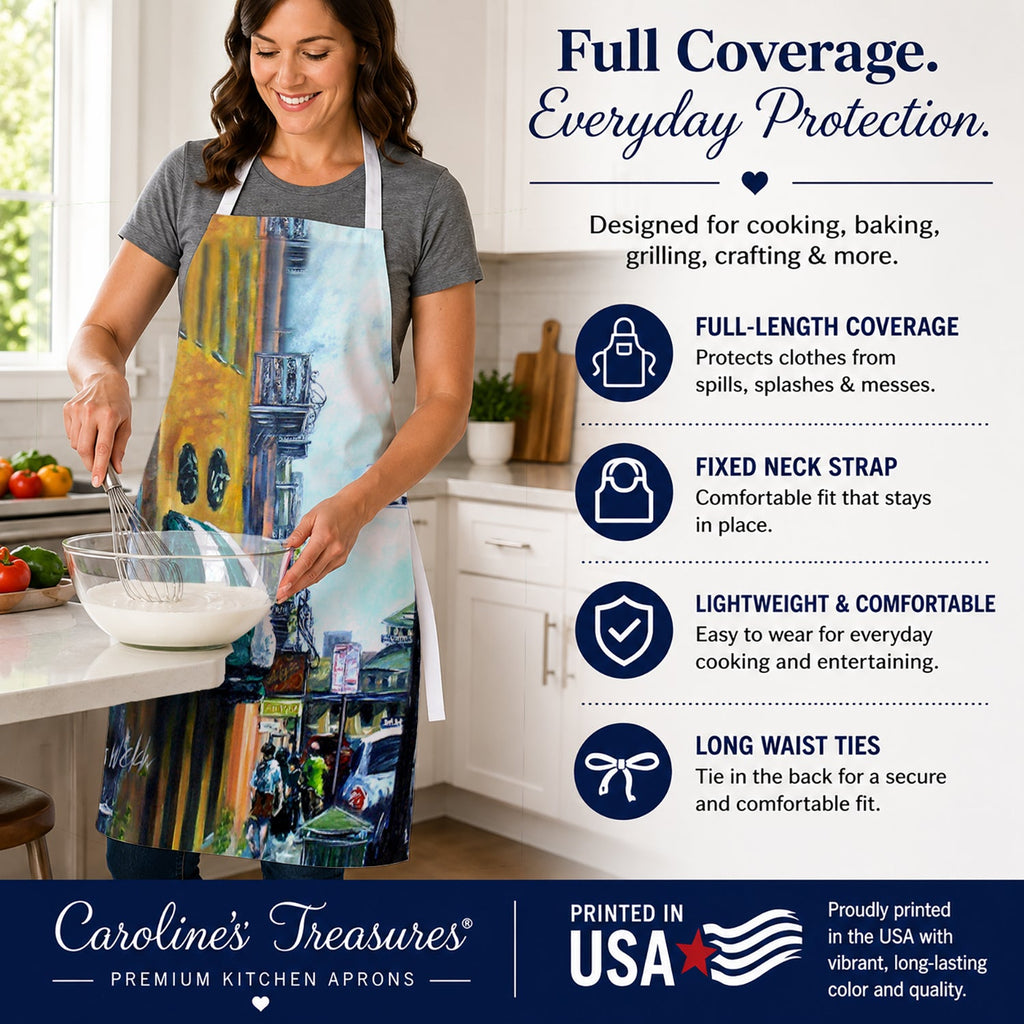 Street Scene Apron Cooking Kitchen Server Baking Crafts Gardening for Adult Women Men, Unisex, Large, Multicolor