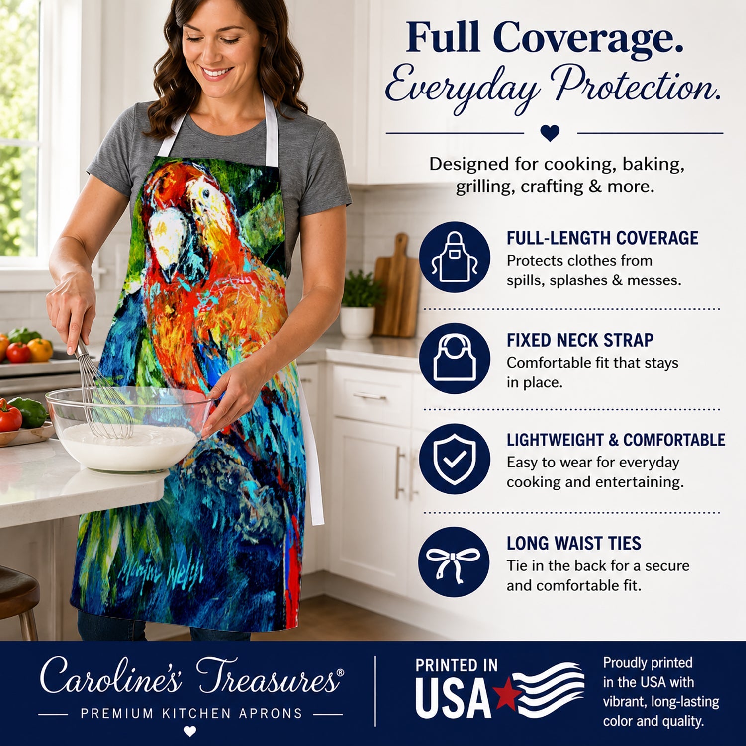 Yo Yo Mama Parrot Apron Cooking Kitchen Server Baking Crafts Gardening for Adult Women Men, Unisex, Large, Multicolor