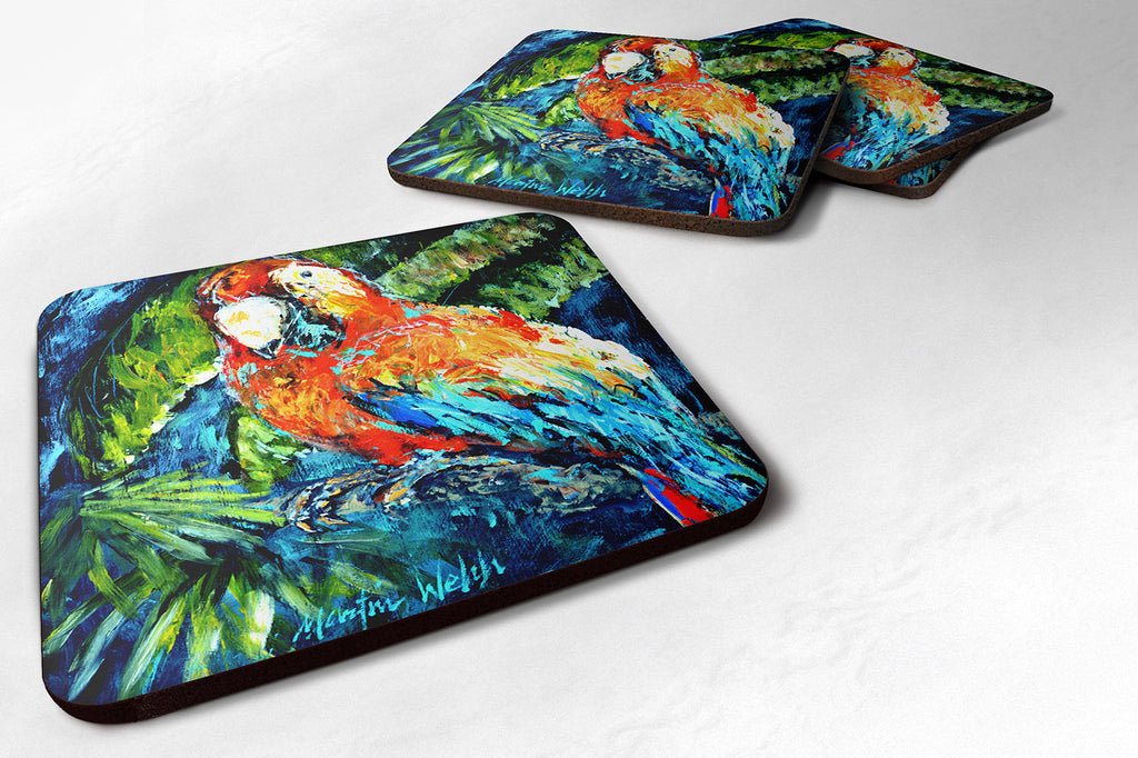 Yo Yo Mama Parrot Foam Coasters Set of 4 Cup Coasters for Indoor Outdoor, Tabletop Protection, Anti Slip, Mouse pad Material