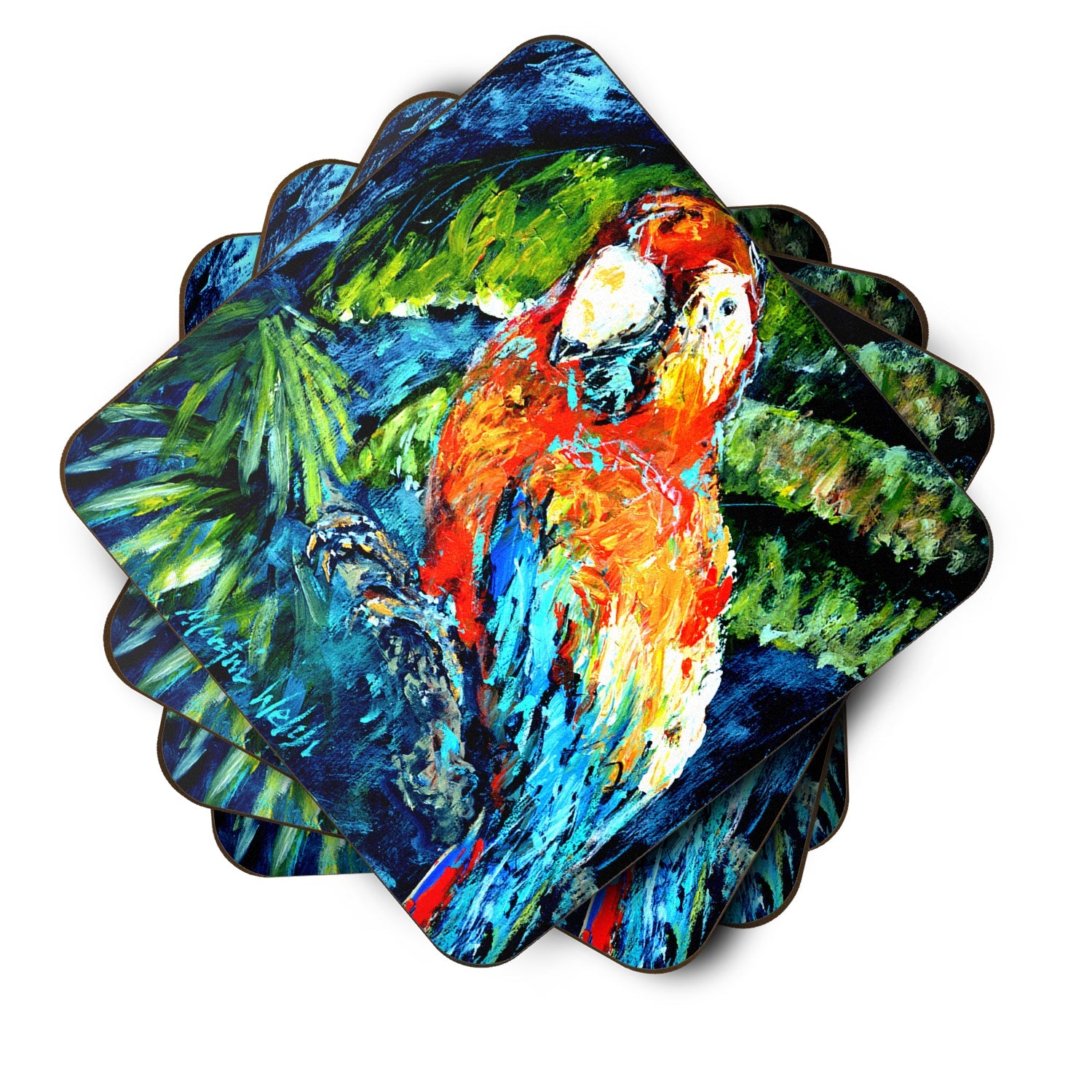 Yo Yo Mama Parrot Foam Coasters Set of 4 Cup Coasters for Indoor Outdoor, Tabletop Protection, Anti Slip, Mouse pad Material