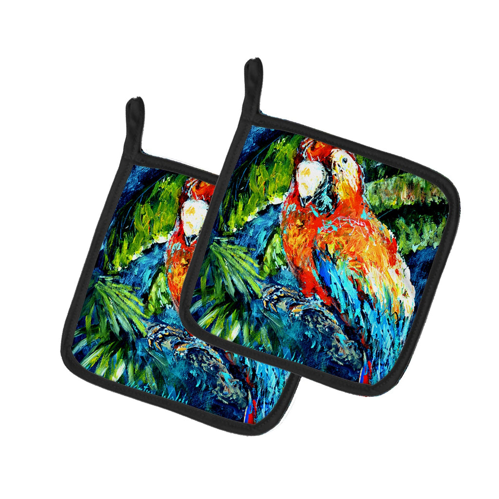 Yo Yo Mama Parrot Pot Holder Set of 2 Heat Resistant Quilted Hot Pads 7.5 x 7.5 Inch, Insulated Kitchen Trivets for Cooking & Baking