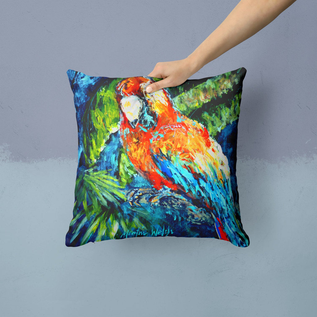 Yo Yo Mama Parrot Decorative Throw Pillow 14x14 Indoor Outdoor Accent Cushion, Fabric Cover with Insert for Sofa, Bed, Porch & Living Room
