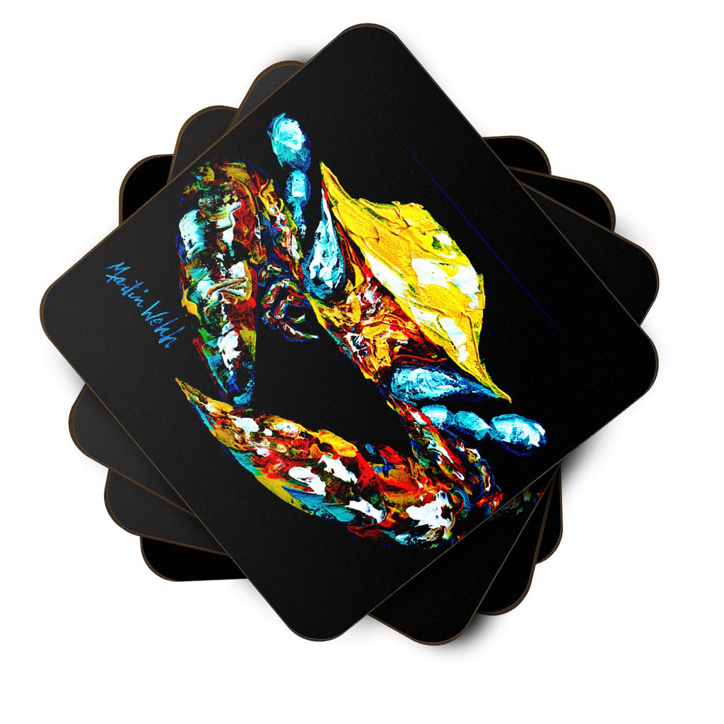 Winner Winner Black Fiddler Crab Foam Coasters Set of 4 Cup Coasters for Indoor Outdoor, Tabletop Protection, Anti Slip, Mouse pad Material