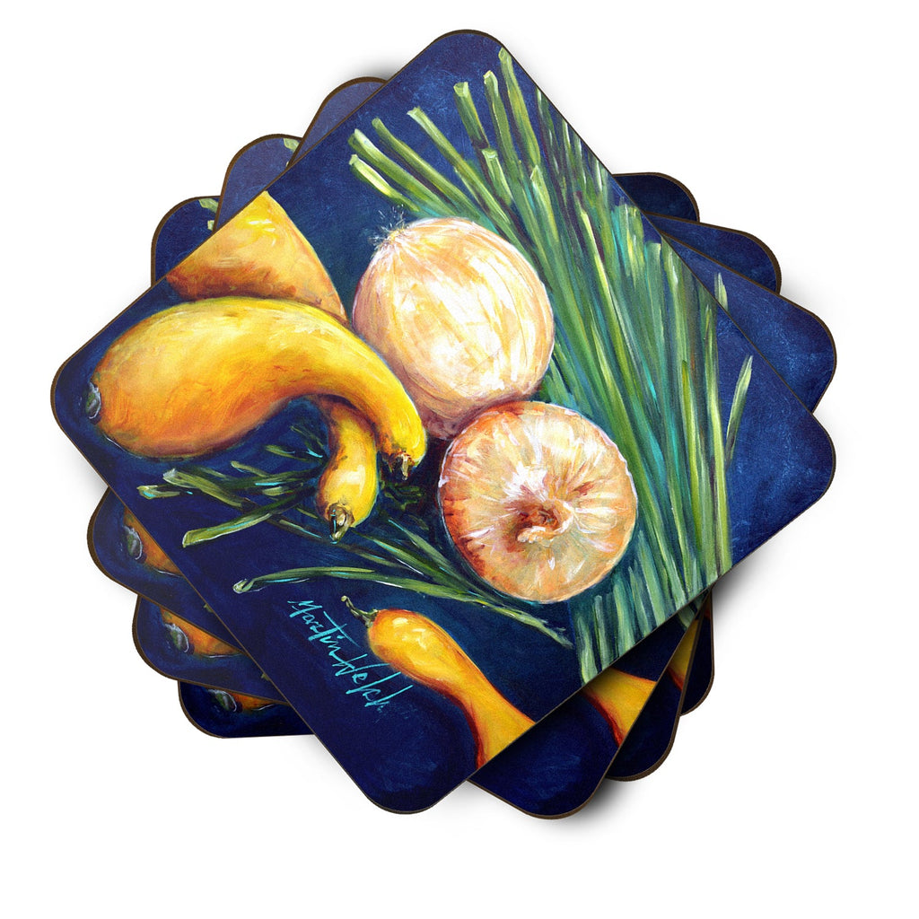 Crooked Neck Squash Foam Coasters Set of 4 Cup Coasters for Indoor Outdoor, Tabletop Protection, Anti Slip, Mouse pad Material