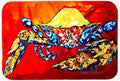 Bring it on Crab in Red Cutting Board Tempered Glass Kitchen Cutting Surface, Heat Resistant Chopping, Non-Slip Feet, Food Prep & Serving