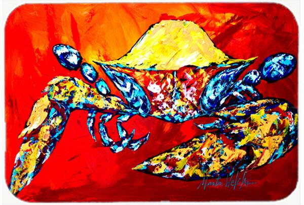 Bring it on Crab in Red Cutting Board Tempered Glass Kitchen Cutting Surface, Heat Resistant Chopping, Non-Slip Feet, Food Prep & Serving