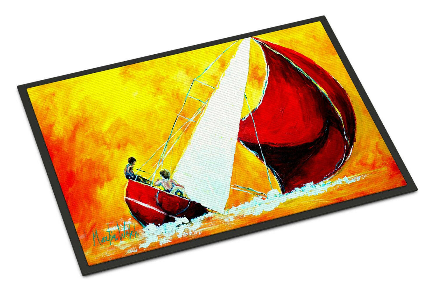 Sailboat Break Away Doormat Indoor Outdoor 24H X 36W Front Door Mat Rugs for Entryway, Non Slip Washable Low Pile,