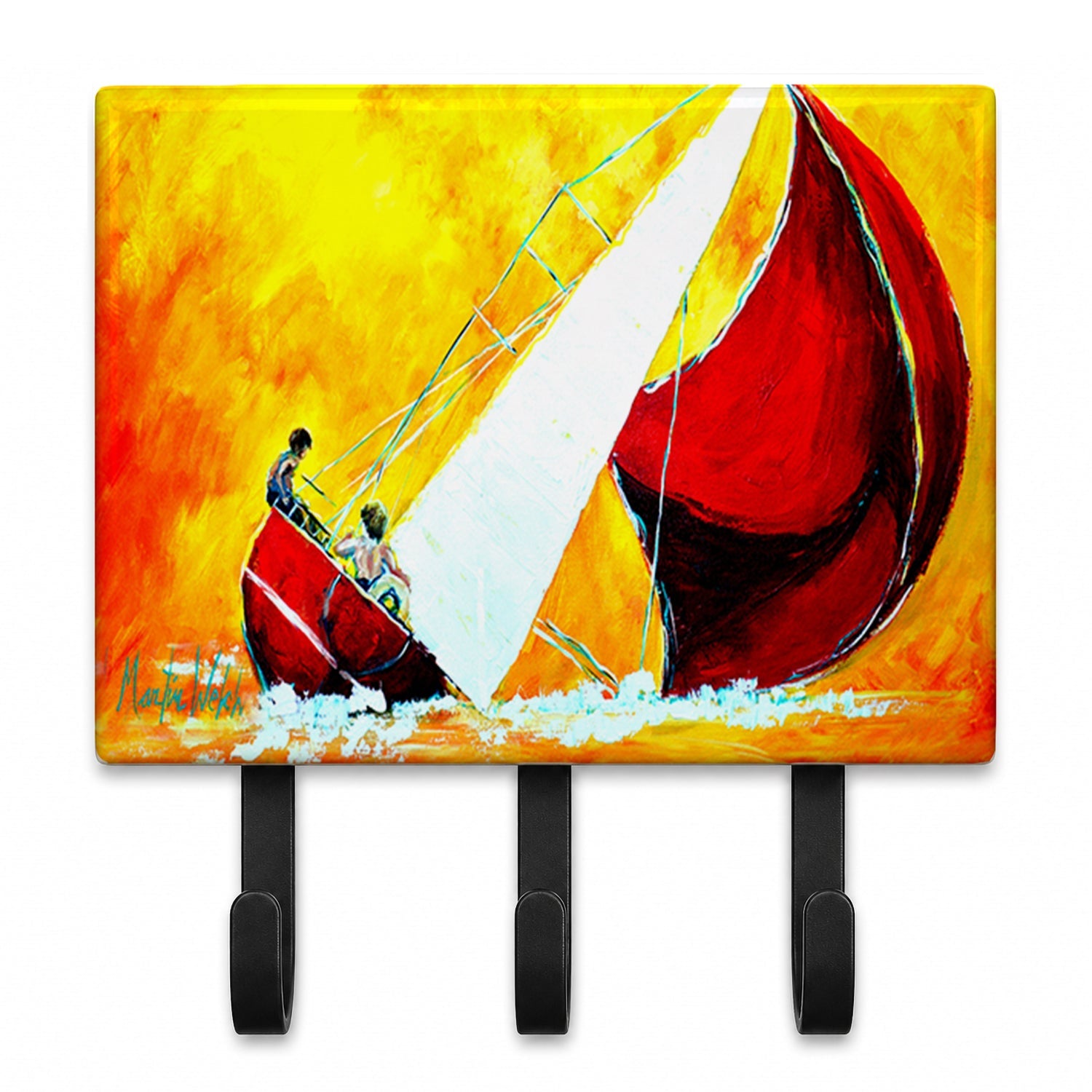 Sailboat Break Away Leash or Key Holder Wall Hooks, Coat Rack Wall Mount, for Hanging Keys, Towels, Aprons, Leashes